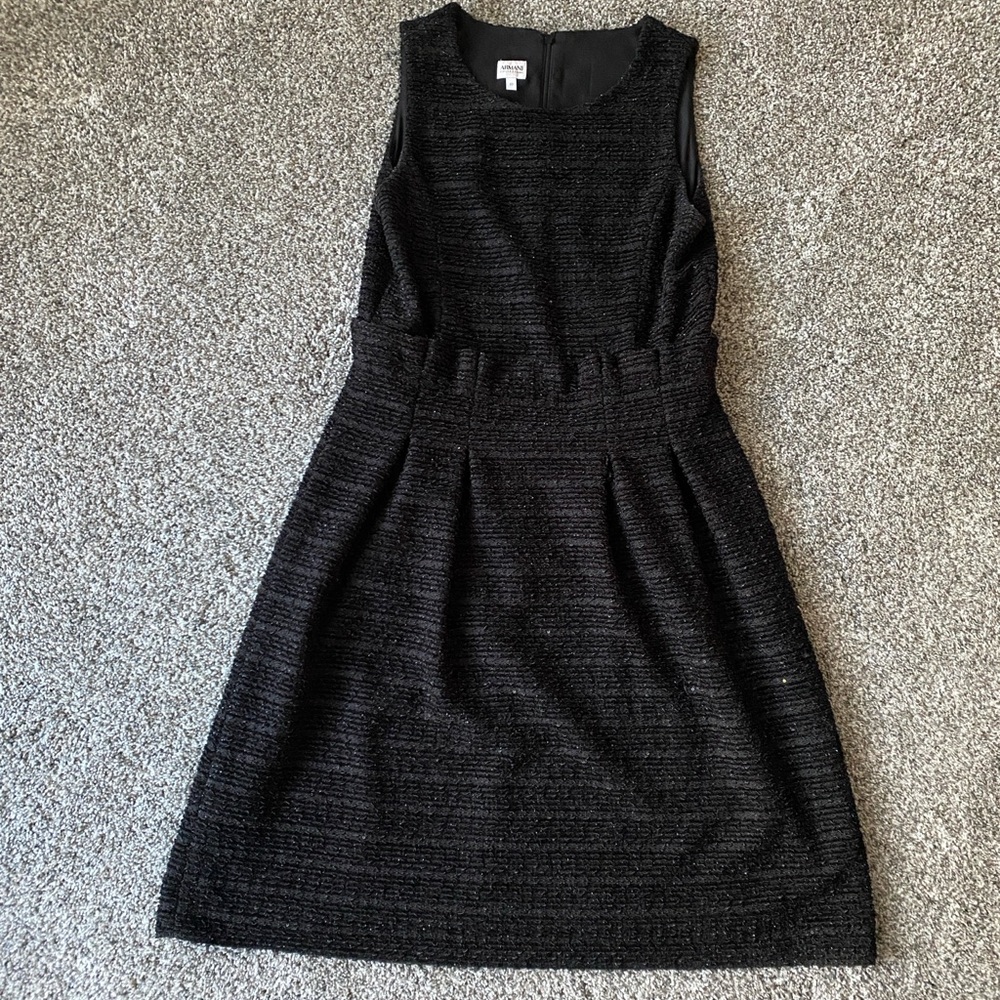 Armani Collezioni Tweed Sequin Cocktail Dress Black | 10
